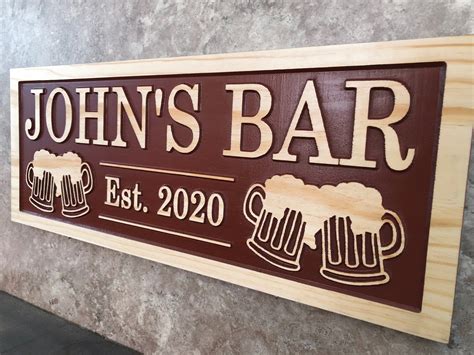 Personalized Bar Signs Custom Wood Name Signs For Man Cave Etsy