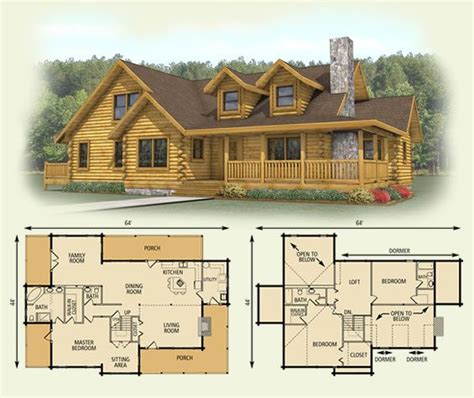 9 Stunning 2 Story Log Cabin Floor Plans Jhmrad