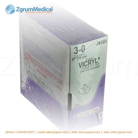 Ethicon 3 0 Coated Vicryl Suture Undyed Braided J416h Zgrum Medical