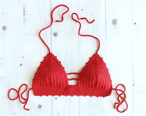 Red Crochet Bikini Top Crochet Bathing Suit Top Red Bikini Bikini