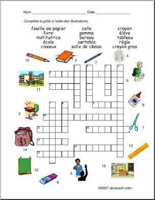 A l'aide des images, complète les grilles. Mots croisés, Indices graphiques. Avec ou sans liste de ...