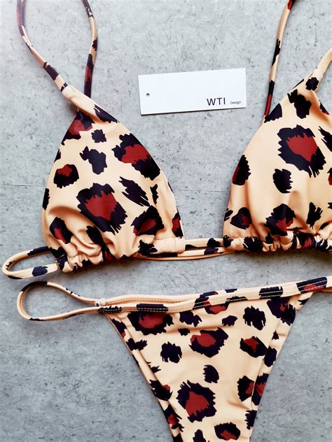 Leopard Print Triangle Bikini Set Wti Design