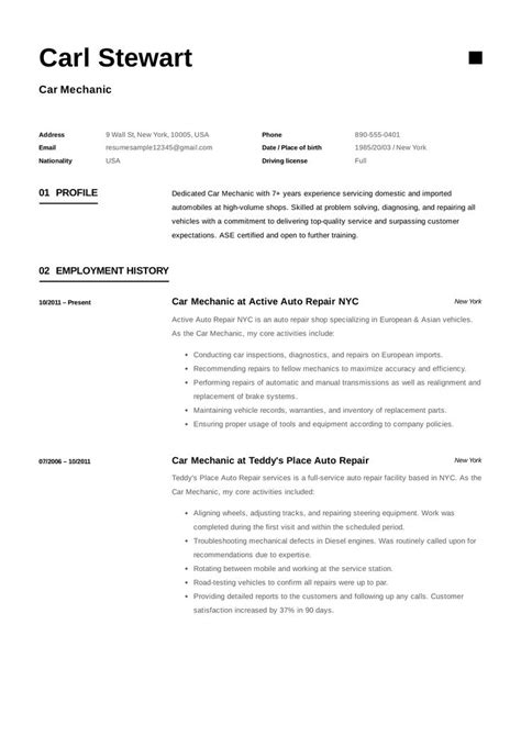 Best diesel mechanic resume examples and writing tips. Free Car Mechanic Resume Sample, Template, Example, CV ...