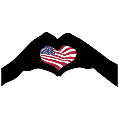 Heart Hands Silhouette America Flag Free Svg