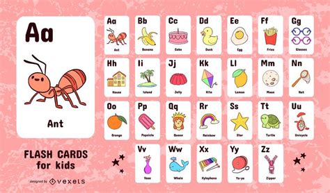 Conjunto De Flashcards Do Alfabeto Para Crianças Baixar Vector