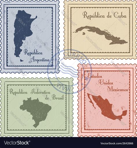 Postal Stamps Royalty Free Vector Image Vectorstock