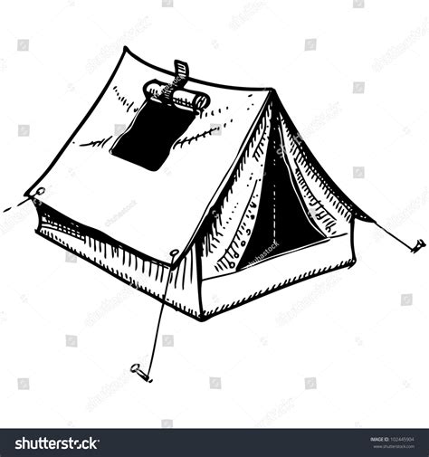 Camping Tent Hand Drawing Sketch Vector Illustration 102445904