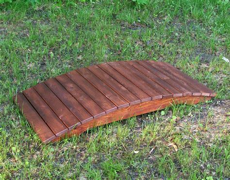 White Cedar Stained Arched Plank Bridge