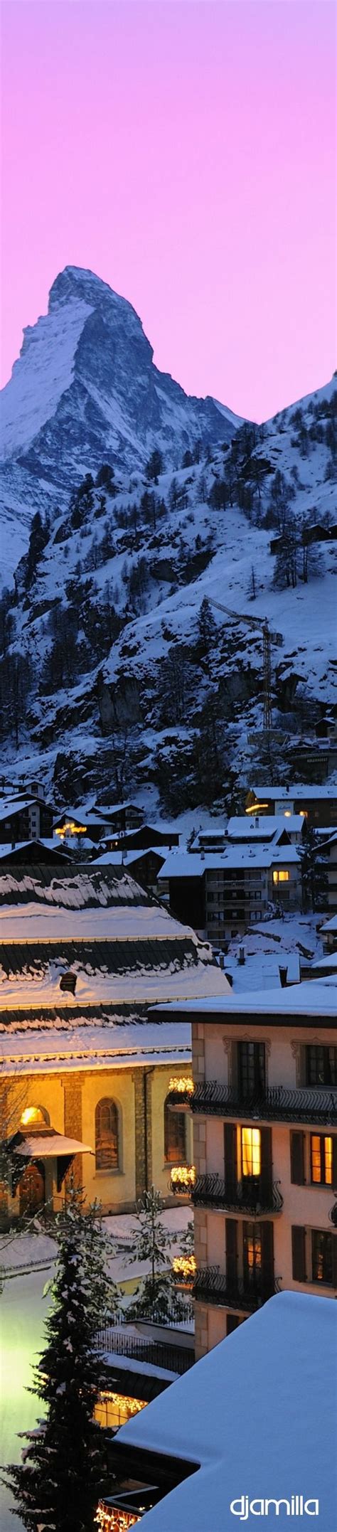 Zermatt Switzerland Winter Evening Romantic Village Ambiance With
