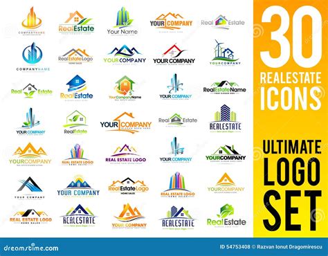 Real Estate Logo Set Stock Vector Illustration Of Sign 54753408