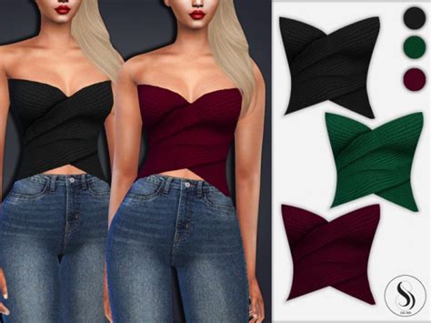 The Sims Resource Strapless Knit Tops By Saliwa • Sims 4 Downloads