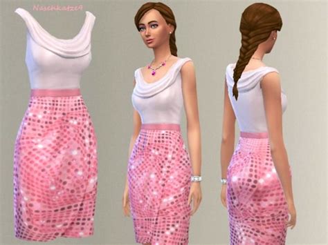 The Sims Resource Glitter In Pink Dress By Naschkatze9 Sims 4