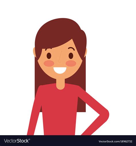 portrait cartoon woman smiling character vector image