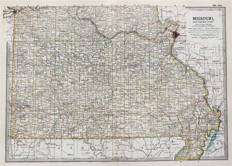Antique Map Southern Missouri Usa Us State Map Etsy