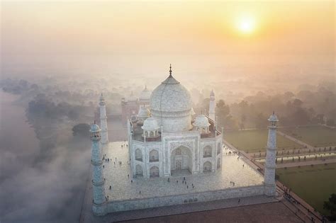 India Uttar Pradesh Aerial View Of Taj Mahal Photograph By Michele