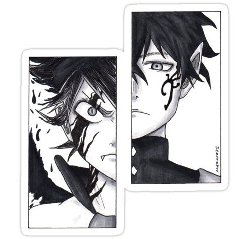 Two Halves Asta And Yuno Sticker By Deannakov Black Clover Anime Anime Sketch Black Clover