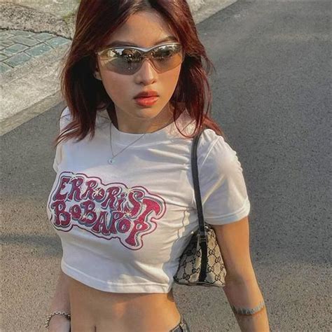 Buy Harajuku Cute Punk Basic Women Kawaii T Shirt Sexy Y2k White