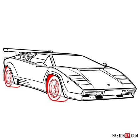 How to draw Lamborghini Countach supercar - Sketchok easy drawing guides