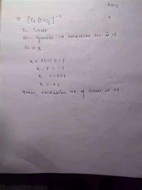 In this video we're going to go over. What is the oxidation number of Co(CN) 6 ^-3? - Quora