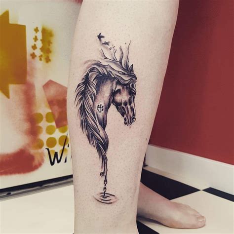 Distinctivley Inked Tattoo Design For The Leg Horse Tattoo Body Art