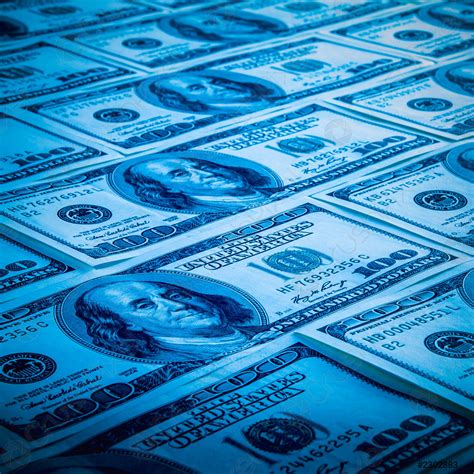 The Background Of A One Hundred Dollar Bill Style Blue Stock Photo