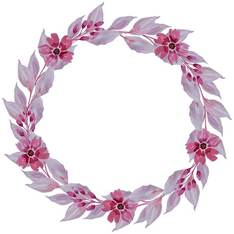 Watercolor Pink Flower Wreath Clipart 32048312 Png