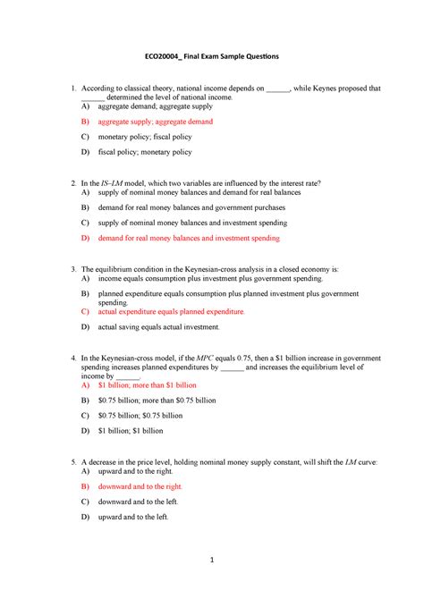 Final Exam Sample Questions Eco10003 Macroeconomics Studocu