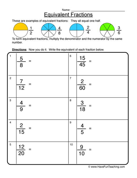 Equivalent Fractions Worksheet Write By Teach Simple