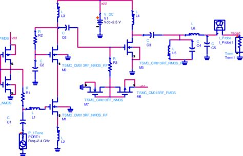 Schematic Of Complete Two Stage Cmos Power Amplifier Download