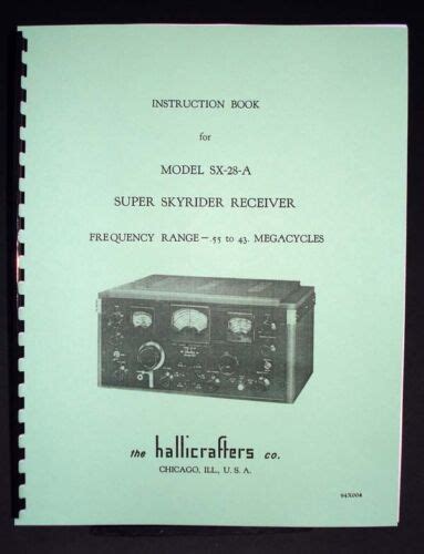 Hallicrafters Sx 28 A Sx28a Super Skyrider Receiver Manual Ham Radio Ebay