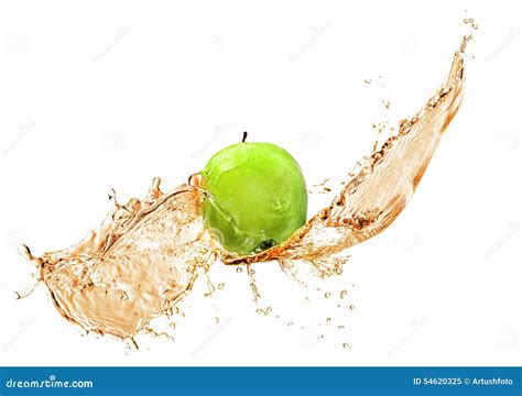 Green Apple With Water Splash Isolated Stock Image Image Of Falling