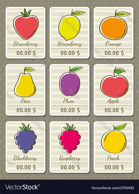Set Labels With Organic Fruits Royalty Free Vector Image