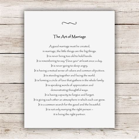 The Art Of Marriage Poem Print Printable Instant Download Etsy