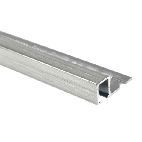 Silver Aluminium Square Edge Brushed Effect 12mm Tile Trim Walls And Floors