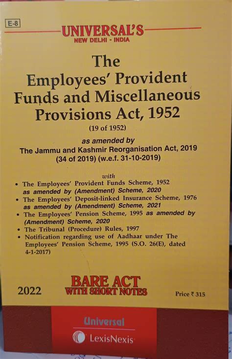 The Employee S Provident Funds And Miscellaneous Provision Act Kerala Law Book House