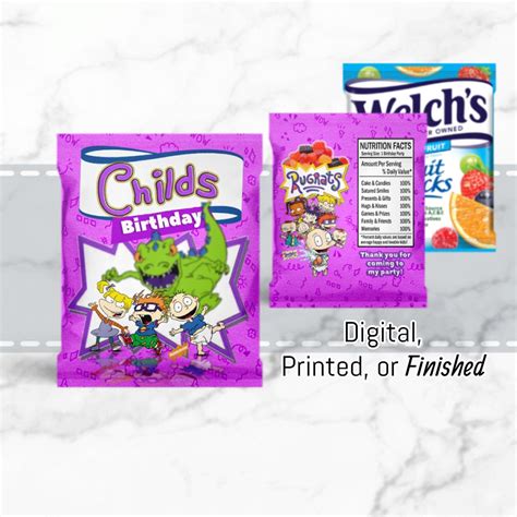 Rugrats Fruit Snacks Gummies Labels Custom Digital Etsy