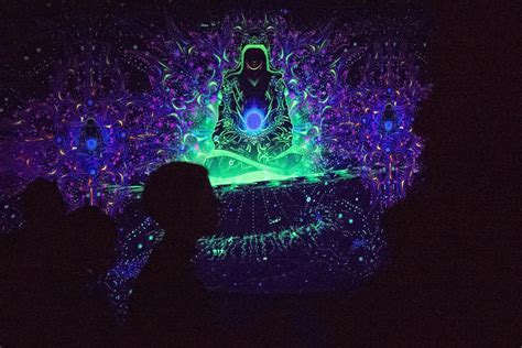 Enlightenment Colorful Uv Dark Tapestry Psychedelic Fluorescent Wall Art