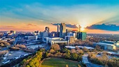 Downtown Raleigh, North Carolina, USA Drone Skyline Aerial - L&W Supply