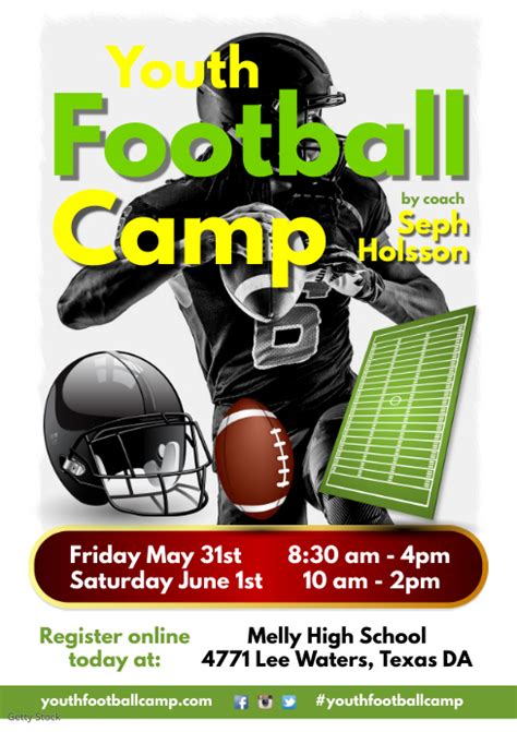 Youth Football Camp Flyer Template Postermywall