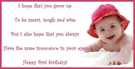 When the first baby laughed for the first time, the laugh broke into a thousand pieces and they all went. These first birthday wishes and poems can be used as ideas ...