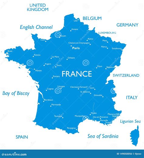 Vector Map Of France Stock Vector Illustration Of Capital 149050056