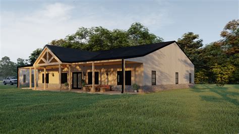 Sq Ft Barndominium Style House Plan With Beds And An Off