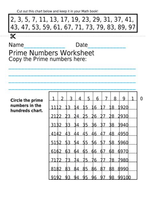 Prime Numbers Worksheet With Answers Printable Pdf Download
