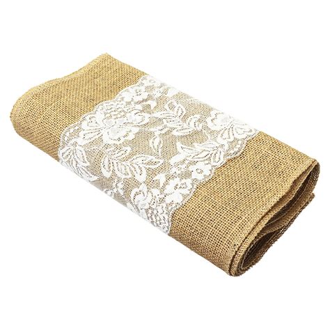 4 Size Natural Brown Burlap Table Runner With Lace Rustic Festival