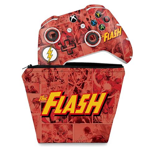 Kit Capa Case E Skin Xbox One Slim X Controle The Flash Comics Pop