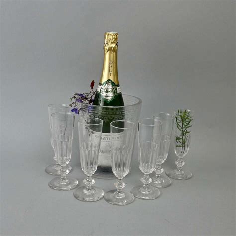 7 Crystal Champagne Flutes In Antique Wine Glasses Carafes And Drinking Glasses