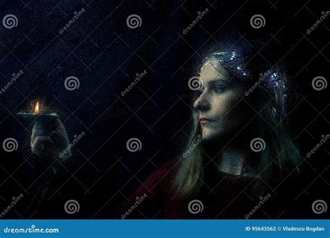 Woman With Candle Portrait Stock Photo Image Of Tale 95643562