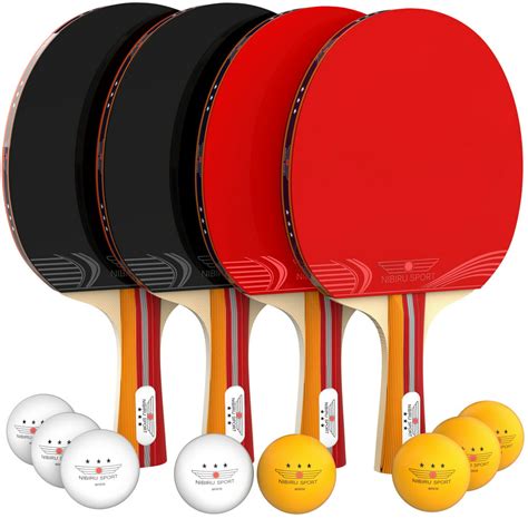 Nibiru Sport Ping Pong Paddle Set 4 Paddles 8 Table Tennis Balls