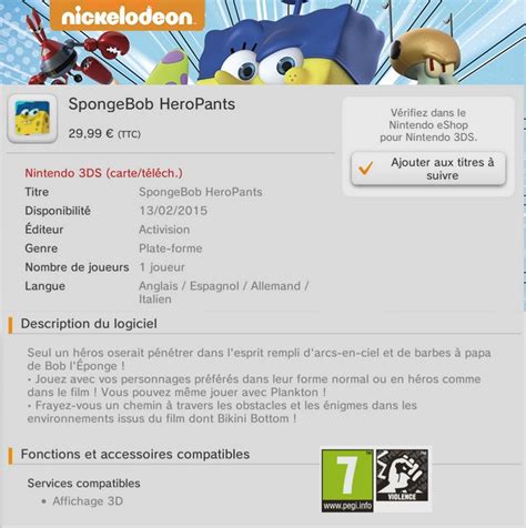Spongebob Heropants Infos Et Images Nintendo 3ds Nintendo Master