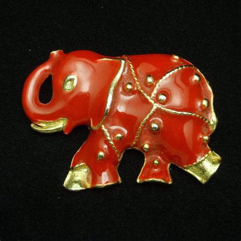 Red Elephant Brooch Pin Enamel Vintage By Worldsattic On Etsy Pin